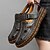 cheap Casual Sandals-Men's Brown Faux Leather Fisherman Sandals with Velcro Strap, Breathable Design and Comfortable Sole for Summer, Outdoor Activities and Beach Wear