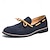 billiga Halvformell-blå loafers för män - mocka konstläder med tofsdetaljer, snygga och bekväma slip-on skor för män, perfekta för vardag, kontor och vardag.