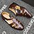 voordelige Jurk sandalen-Zwarte visserssandalen van imitatieleer voor heren met gespband en uitsparing, stijlvol en comfortabel voor casual, outdoor en zomerkleding