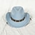 abordables Sombreros de Fiesta-Sombrero de vaquero occidental con cinturón de metal para hombres y mujeres, sombrero de vaquero de jazz con ala ancha de cuero, sombrero de iglesia, sombrero de vaquera