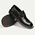 abordables Mocassins en cuir de qualité supérieure-Mocassins à enfiler en cuir de vachette noir de qualité supérieure pour hommes avec bride décorative, style formel pour les affaires et les occasions spéciales