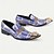 abordables Chaussures de Costume Élémentaires-Mocassins en cuir de vachette haut de gamme pour hommes avec pointe dorée, motif géométrique artistique bleu et or, détail de chaîne et tête de lion métallique - chaussures à enfiler de luxe pour les occasions spéciales et les tenues de soirée