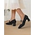 baratos Block Heels-scarpin mary jane fly-knit respirável com detalhe de fivela dupla e salto grosso, estilo elegante para mulheres, ideal para trabalho, eventos e ocasiões formais