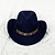 abordables Sombreros de Fiesta-Sombrero de vaquero occidental con cinturón de metal para hombres y mujeres, sombrero de vaquero de jazz con ala ancha de cuero, sombrero de iglesia, sombrero de vaquera