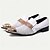 billiga Elementära Klädskor-slip-on loafers i vit premiumkohud för män med metallisk kedja i roséguld och dekorativ tå, snygga vardagsskor för formella och semi-formella tillfällen
