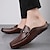 cheap Men&#039;s Clogs &amp; Mules-Men&#039;s Brown Slip-on Loafers with Metallic Buckle, Casual Faux Leather Shoes for Everyday Wear
