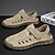 billige Utendørs sandaler-beige slip-on sandaler for menn med perforert design og polstret såle for uformelle gåturer og strandklær