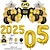 abordables Decoración de Graduación-Juego de decoración con globos para fiesta de graduación 2025, configuración para fiesta y ceremonia temática de graduación, globos con gorro de graduación de dibujos animados, decoración de escena
