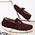 billiga Slip-ons och loafers till herrar-vinröd mocka loafers för män – slip-on körmockasiner med metallaccent för vardags- och affärskläder