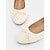 abordables Sandalias planas de mujer-Bailarinas color crema para mujer con lazo: cómodas zapatillas de punta redonda sin cordones para uso diario y citas informales.