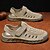 billige Utendørs sandaler-beige slip-on sandaler for menn med perforert design og polstret såle for uformelle gåturer og strandklær