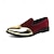 abordables Chaussures sans lacets &amp; mocassins-chaussures de bal pour hommes - chaussures à enfiler en velours bordeaux et cuir verni doré avec détails brogue pour une tenue de soirée