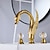 abordables Robinets LED-Robinet lavabo - Séparé Plaqué Diffusion large Deux poignées trois trousBath Taps