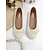 abordables Sandalias planas de mujer-Bailarinas color crema para mujer con lazo: cómodas zapatillas de punta redonda sin cordones para uso diario y citas informales.
