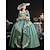 abordables Vestidos-Vintage Rococó Renacimiento Maxi Vestidos Normal Julieta Princesa Reina Elizabeth Plisado Ostentoso Princesa Escote Cuadrado Disfraz Mujer Víspera de Todos los Santos Carnaval Mascarada Rendimiento