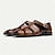 cheap Premium Leather Sandals-Premium Leather Fisherman Sandals with Buckle Detail - Stylish Choice for Outdoor Activities and Social Gatherings