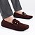 billiga Slip-ons och loafers till herrar-vinröd mocka loafers för män – slip-on körmockasiner med metallaccent för vardags- och affärskläder