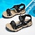 billige Utendørs sandaler-beige og gule utendørs tursandaler for menn med justerbare borrelåsstropper, pustende stoff og sklisikker såle for sommereventyr