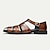 cheap Premium Leather Sandals-Premium Leather Fisherman Sandals with Buckle Detail - Stylish Choice for Outdoor Activities and Social Gatherings