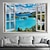 economico Arazzo della Spiaggia Oceanica-Tappeto appeso finestra oceano vista arte da parete grande murale decorativo fotografia sfondo coperta tenda decorazione per casa camera da letto soggiorno