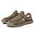 billige Utendørs sandaler-beige slip-on sandaler for menn med perforert design og polstret såle for uformelle gåturer og strandklær