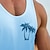preiswerte Fitness Tank-Tops-Herren Tank Top Weste Unterhemd Ärmelloses Shirt Ärmellos Rundhalsausschnitt Sommer Farbverlauf Kokospalme Mode Klassisch Bequem Straße Lässig Sport Gelb Rote Blau Top T-Shirt für Herren