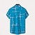billiga Geometriska mönster-Herr Geometrisk Linje Skjorta Casual skjorta Knapp upp skjorta Kortärmad Mode Casual Semester Helgdag Streetwear Sommar Vår Nedvikt 3D-utskrift krage skjortor Främre en ficka Blå Vit Brun Grön Kaki