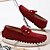 billiga Slip-ons och loafers till herrar-vinröd mocka loafers för män – slip-on körmockasiner med metallaccent för vardags- och affärskläder