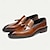 cheap Premium Leather Loafers-Men&#039;s Handmade Genuine Leather Loafers - Premium Brown Slip-On Tassel Dress Shoes for Kentucky Derby, Business &amp; Formal Occasions
