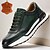 cheap Premium Leather Sneakers-Men&#039;s Premium Cowhide Athletic Shoes in Dark Green &amp; Black, Stylish Sporty Design for Casual &amp; Active Wear