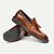 cheap Premium Leather Loafers-Men&#039;s Handmade Genuine Leather Loafers - Premium Brown Slip-On Tassel Dress Shoes for Kentucky Derby, Business &amp; Formal Occasions
