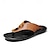cheap Vacation Sandals-Men&#039;s Contemporary Tan Faux Leather Flip-Flops with Dual Cut-Outs and Adjustable Straps - Versatile Footwear for Everyday Comfort