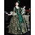 baratos Vestidos-Vintage Rococó Renascentista Maxi Vestidos Normal Julieta Princesa rainha Elizabeth Pregueado Com Babados Princesa Decote Quadrado Fantasia Mulheres Dia Das Bruxas Carnaval Baile de Máscaras Festa