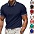 baratos Polo Clássico Masculino-Homens Pólo Camisa de golfe O negócio Casual gola pólo com nervuras Manga Curta Moda Básico Côr Sólida Tecido Botões Verão Primavera &amp; Outono Normal Preto Branco Rosa claro Vermelho Azul Marinha Azul