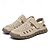 billige Utendørs sandaler-beige slip-on sandaler for menn med perforert design og polstret såle for uformelle gåturer og strandklær