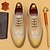 billige Klassiske Sko-mænds beige premium kohud brogue sko med snørebånd med perforerede detaljer, formel stil til bryllupper og forretningsbegivenheder