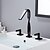 abordables Robinets LED-Robinet lavabo - Séparé Plaqué Diffusion large Deux poignées trois trousBath Taps