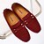 billiga Slip-ons och loafers till herrar-vinröd mocka loafers för män – slip-on körmockasiner med metallaccent för vardags- och affärskläder