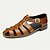 billige Premium skinnsandaler-klassiske fiskersandaler i brunt skinn for menn - allsidig sommersko for uformelle utflukter