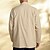cheap Business Casual-Men's Shirt Linen Shirt Casual Shirt Button Up Shirt Cotton Shirt Plain Vacation Hawaiian Black Navy Blue Khaki Long Sleeve Band Collar Spring Clothing Apparel Front Pocket