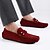 billiga Slip-ons och loafers till herrar-vinröd mocka loafers för män – slip-on körmockasiner med metallaccent för vardags- och affärskläder