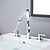 abordables Robinets LED-Robinet lavabo - Séparé Plaqué Diffusion large Deux poignées trois trousBath Taps