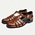 abordables Sandalias de piel premium-Sandalias de pescador de cuero para hombre: sandalias de verano transpirables con punta cerrada para uso informal y al aire libre