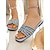 preiswerte Urlaubsandalen-Hellblaue, mit Strasssteinen verzierte Slide-Sandalen für Damen – elegante und bequeme Schlupfschuhe für den Sommer, den Strand und Freizeitausflüge