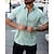 baratos camisa de botão masculina-Homens Camisa Social camisa de verão Camisa casual camisa de praia camisa de botão Preto Branco Verde Claro Azul Caqui Manga Curta Tecido Lapela Férias Havaiana Roupa Misto de Algodão Moda Casual
