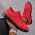 cheap Casual Sneakers-Men's Red Leather Sneakers with Sleek Design - Bold Casual Streetwear for Everyday Comfort