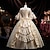 baratos Vestidos-Vintage Rococó Renascentista Maxi Vestidos Normal Julieta Princesa Noiva Pregueado Com Babados Princesa Decote Redondo Fantasia Mulheres Dia Das Bruxas Carnaval Baile de Máscaras Espetáculo Festa dia