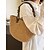 voordelige Handtas &amp; Draagtassen-handgemaakte geweven stro tas voor dames - boho zomer strandtas met houten kralen handgrepen, casual schoudertas met grote capaciteit voor vakantie, winkelen en reizen