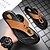 cheap Vacation Sandals-Men&#039;s Contemporary Tan Faux Leather Flip-Flops with Dual Cut-Outs and Adjustable Straps - Versatile Footwear for Everyday Comfort
