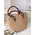 voordelige Handtas &amp; Draagtassen-handgemaakte geweven stro tas voor dames - boho zomer strandtas met houten kralen handgrepen, casual schoudertas met grote capaciteit voor vakantie, winkelen en reizen